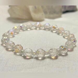 Handmade Iridescent Beaded Stretch Bracelet